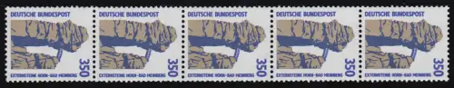 1407uI SWK gelbe Gum. 350 Pf, 5er-Streifen + Nr. **