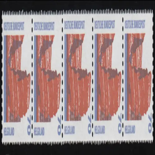1469u SWK gelbe Gum. 70 Pf Helgoland, 5er-Streifen + Nr. **