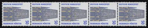 1340u SWK gelbe Gummierung 50 Pf 1000er-Rolle, 5er-Streifen + Nr. **