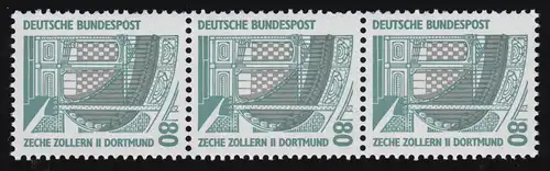 1342u SWK gelbe Gum. 80 Pf 500er-Rolle, 3er-Streifen + Nr. **