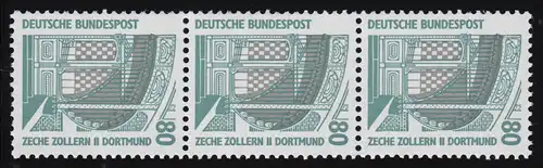 1342u SWK gelbe Gum. 80 Pf 200er-Rolle, 3er-Streifen + Nr. **