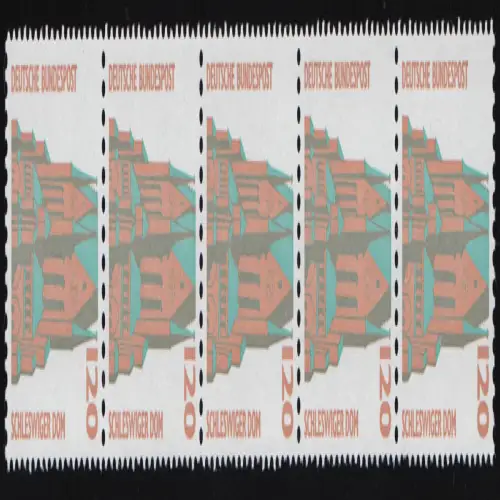 1375 SWK jaune gum. 120 Pf, bandes de 5 + n° **