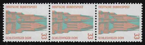 1399u SWK gelbe Gum. 33 Pf 2000er-Rolle, 3er-Streifen + Nr. **