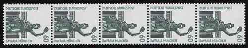 1341u SWK gelbe Gum. 60 Pf 500er-Rolle, 5er-Streifen + Nr. **