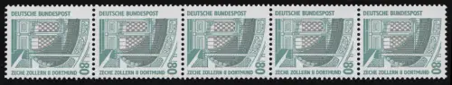 1342u SWK gelbe Gum. 80 Pf 200er-Rolle, 5er-Streifen + Nr. **