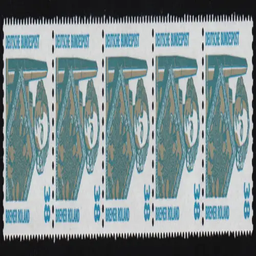 1400 SWK gelbe Gum. 38 Pf 1000er-Rolle, 5er-Streifen + Nr. **