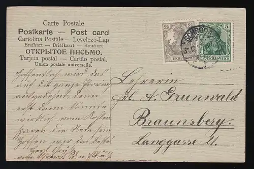 Vue du village Erassure en médaillon, Schroda / Posen d'après Braunsberg 3.12.1917