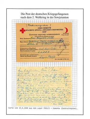 Poste de prisonniers de guerre Camp 7401/3 Jarzewo URSS vers Berlin du 12.4.1948