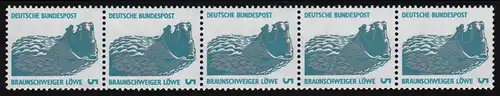 1448uI SWK gelbe Gum. 5 Pf 2000er-Rolle, 5er-Streifen + Nr. **