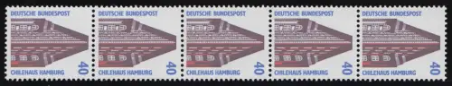 1379u SWK gelbe Gum. 40 Pf, 5er-Streifen + Nr. **