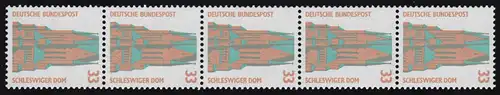 1399u SWK gelbe Gum. 33 Pf 2000er-Rolle, 5er-Streifen + Nr. **