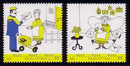 2620-2621 Post Postbote und Empfängerin 2007 - Satz ** postfrisch