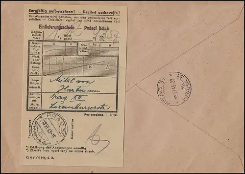 Böhmen und Mähren: 3mal 129 Wagner + 2mal 89 MiF R-Brief Prag/Praha 36 - 18.6.43