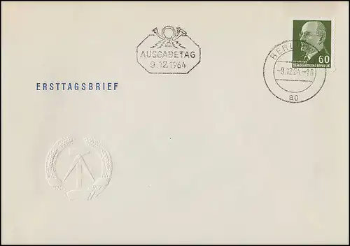 1080 Walter Ulbricht 60 Pf auf Schmuck-FDC ET-O BERLIN W8 a0 - 9.12.64