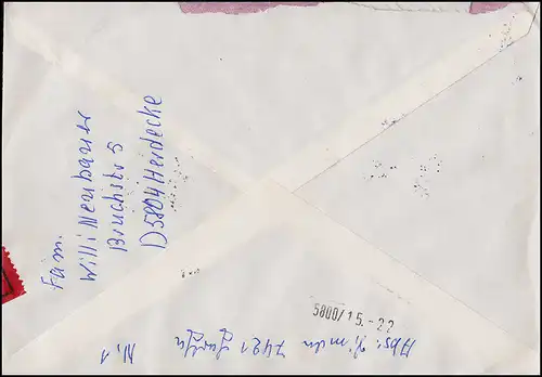 3215-3220 Petites feuilles de coffrage sur lettre express SCHMÖLLN 14.2.1989