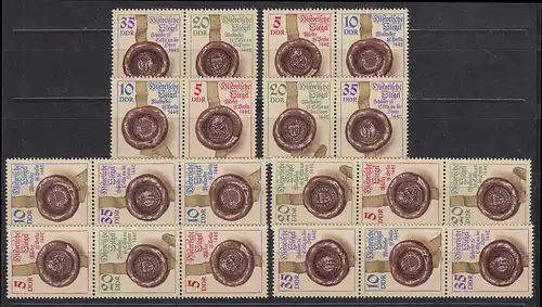 2884-2887 Historische Siegel, 16 Zusammendrucke und 4 Einzelmarken, Set **