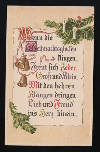 "Wenn die Weihnachtsglocken klingen" Reisig Kerzen Glocken, Mainz 24.12.1911 