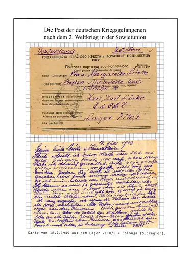 Poste de prisonniers de guerre carte de stock 7110/2 Korosten URSS vers Berlin 18.7.1949