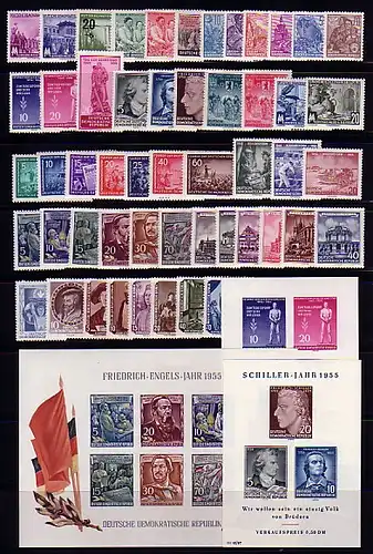 447-509 DDR-Jahrgang 1955 komplett, postfrisch ** / MNH