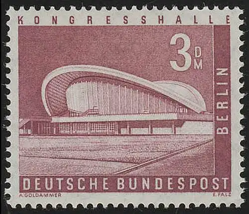 154v geriffelte Gummierung, Stadtbilder Kongresshalle 3 DM **