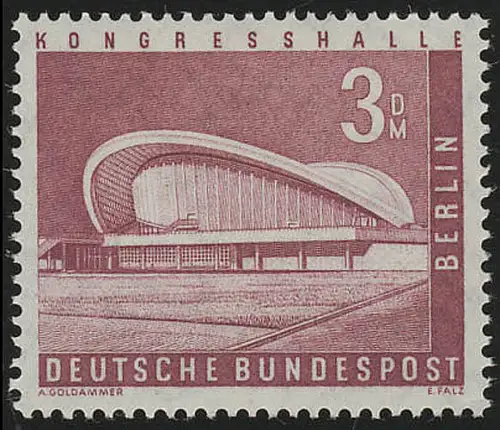 154v geriffelte Gummierung, Stadtbilder Kongresshalle 3 DM **