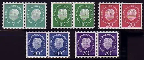 182-186 Huuss, 5 valeurs, paires horizontales, ensemble ** post-fraîchissement