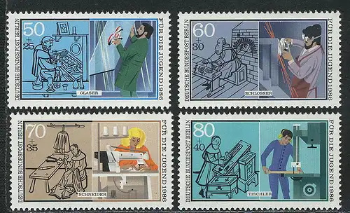 754-757 Jugend Handwerksberufe Glaser Schlosser Schneider Tischler 1986, Satz **