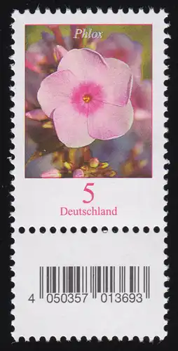 3296 Phlox 5 Cent 200er-Rolle, mit KLEINER Nummer und Codierfeld (geschl. 4) **