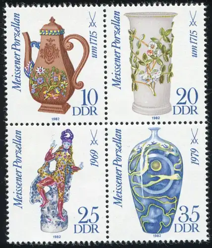 2667-2670 Porcelaine 1982 - Impression en fusion avec PLF 2668 tache blanche, champ 30 **