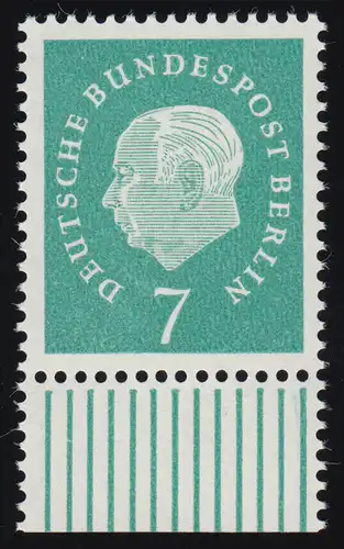 182 Heuss 7 Pf Unterrand ** postfrisch