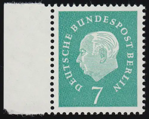 182 Heuss 7 Pf Seitenrand li. ** postfrisch