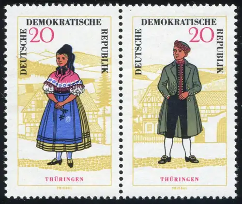 1078-1079 Volkstrachten-ZD W Zd 148 mit PLF 1079 Fleck im Unterarm, Feld 24 **