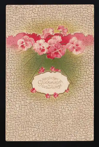 rosa Stiefmütterchen grafischer Untergrund Glückwunsch Geburtstag Hagen 13.2.08