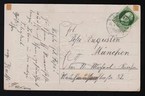 jaune violet belle-mère Félicitations anniversaire de nom bande de paillettes Otting 16.3.1918