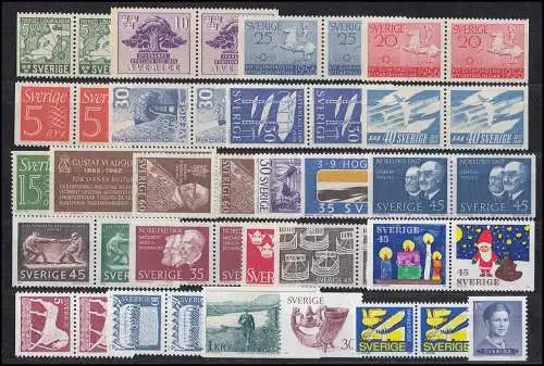 Schweden - Lot mit über 40 teilgezähnten Marken (Katalog-Unternummern), alle **