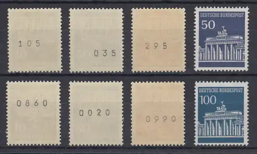 506-510v Brandenburger Tor, alle mit Nummer, von der kleinen und großen Rolle **