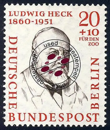 168 Männer der Geschichte 20+10 Pf Ludwig Heck, gestempelt O