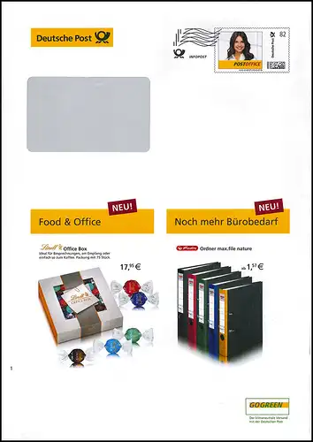 Lettre de plus EAI B 85/2 Infopost Portrait des femmes 82 centimes Lindt pour le café 2015