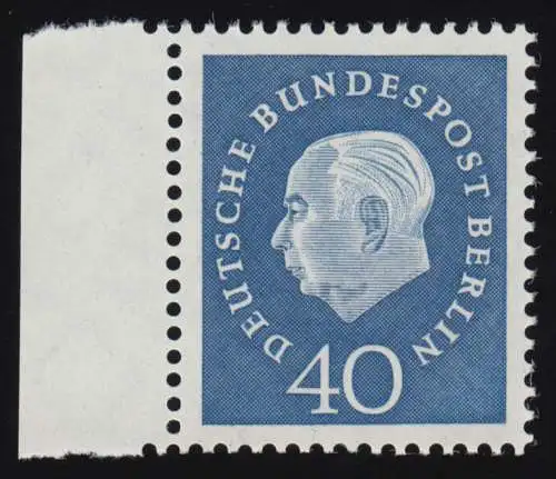 185 Heuss 40 Pf Seitenrand li. ** postfrisch