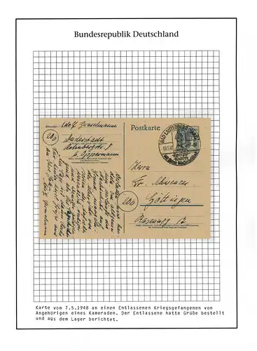 Poste de prisonniers de guerre dél. camarade sur le camp 7437, Bad Lauterberg 8.5.1948