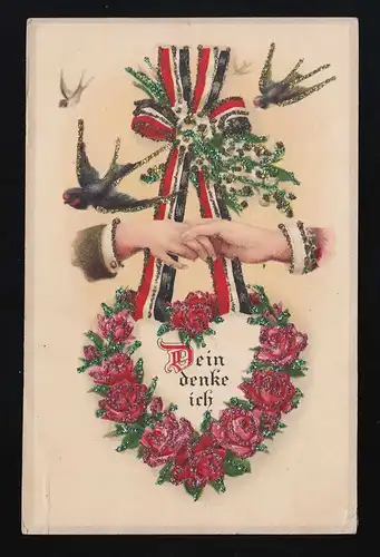 Dein denke ich Herz aus Rosen Hände reichen K.B. Infant.Reg. Feldpost 7.10.1916