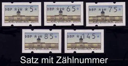ATM Berlin, 5 Werte: 5-145 Pf, mit Zählnummer, Satz ** postfrisch