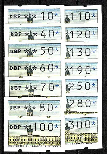 ATM Berlin, 14 Werte Versandstellen-Satz VS1, 10-300 Pf. postfrisch **