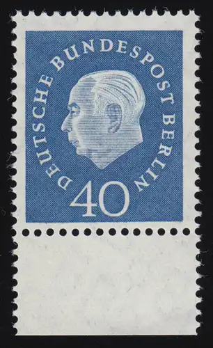 185 Heuss 40 Pf Unterrand ** postfrisch