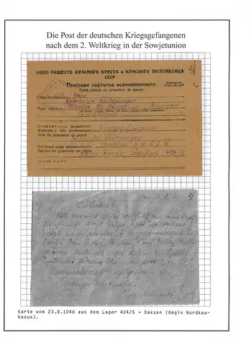 Poste de prisonniers de guerre Camp 424/5 Naltchik / Melitopol URSS vers Werlte23.8.1946