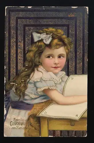 Filles boucles avant cahier, jour de nom, Mlle München en anglais 12.7.10