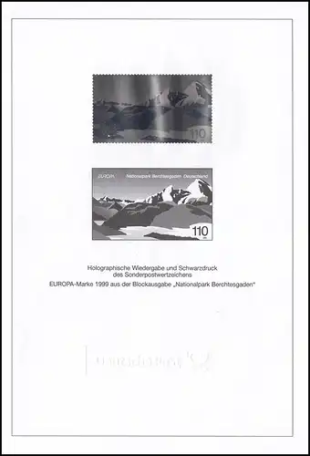 Impression noire de JB 1999 Block 47 Europa Berchtesgaden avec hologramme SD 22