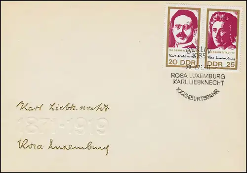 1650-1651 Liebknecht / Luxembourg 1971: Compression WZd 244 sur FDC ESSt Berlin