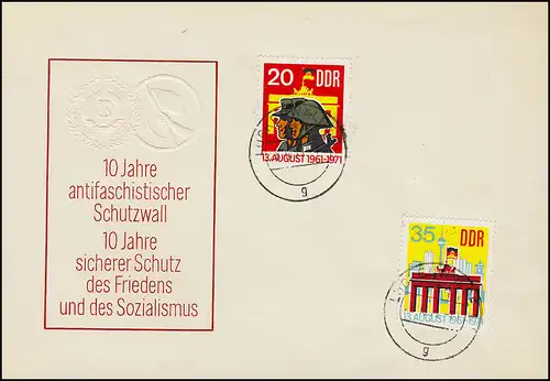 1691-1692 Mur de Berlin 1971 - Kit sur la couverture de bijoux LUCKENWALDE 20.10.1971