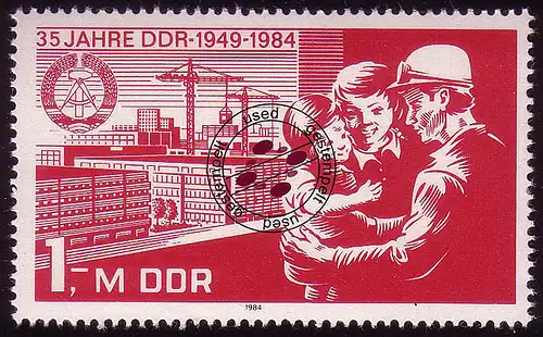 2896 35 Jahre DDR Wohnungsneubau 1 M aus Block 78 O gestempelt